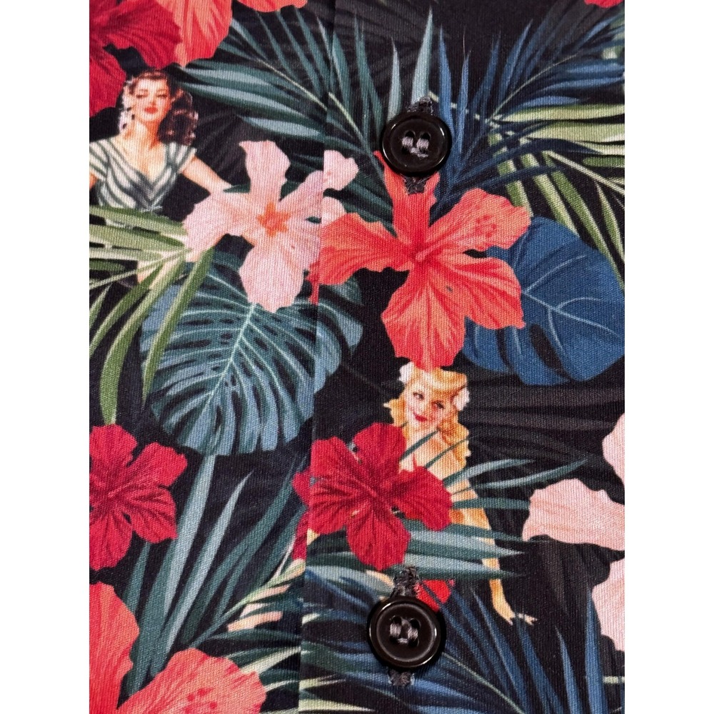 Biciclista Shirt Mens L Hawaiian Pin-Up‎ Floral Moonlight Swim Made in Italy - Picture 6 of 14